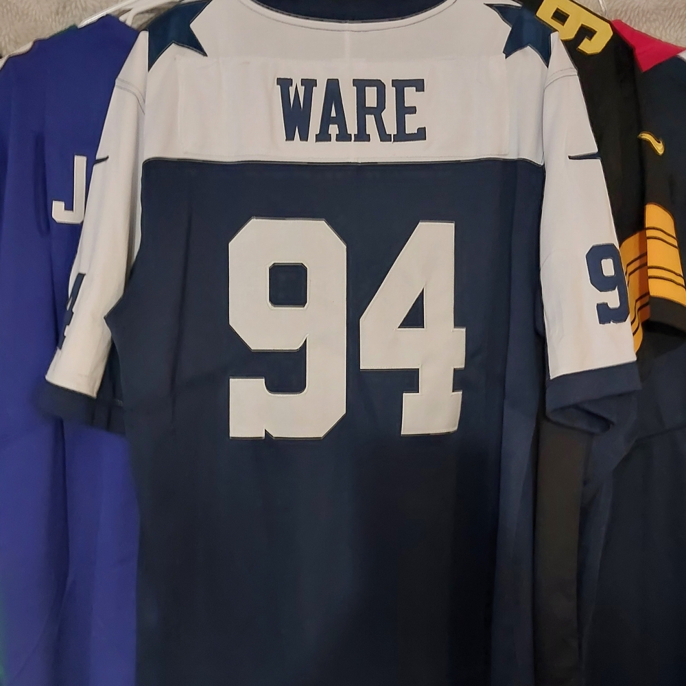 NFL Navy and White Men's Jersey with Number 94